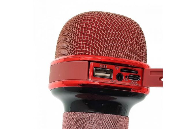 Караоке микрофон WSTER WS-898 беспроводной (Bluetooth, динамики, USB) (розовый)