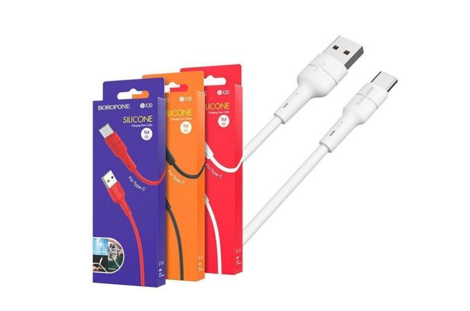 Кабель USB - USB Type-C BOROFONE BX30, 3A (белый) 1м (силиконовый)