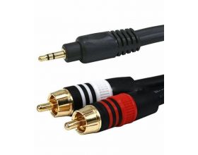 Кабель аудио Jack 3,5 - 2 RCA (папа - папа) 5 м черный HQ (TRS207)