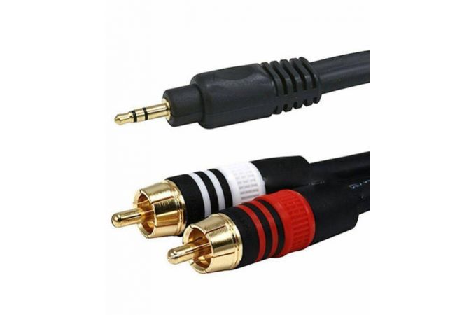 Кабель аудио Jack 3,5 - 2 RCA (папа - папа) 5 м черный HQ (TRS207)