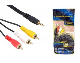 Кабель аудио видео Jack 3,5 - 3 RCA (папа - папа) 3 м черный (TRS302)