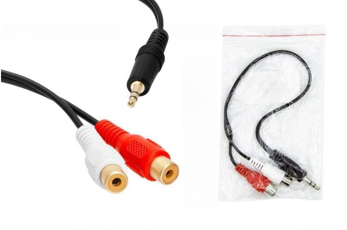 Кабель аудио Jack 3,5 (папа) - 2 RCA (мама) 0,15 м