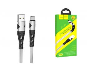 Кабель USB - USB Type-C HOCO U105 3A (серебристый) 1м (с усилением сгиба, двойная оплетка)