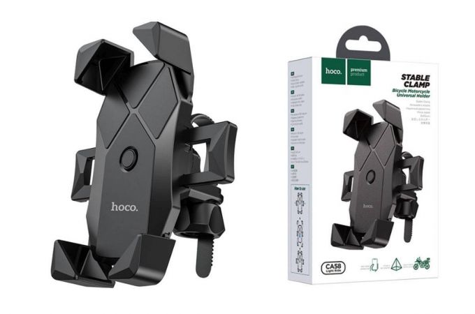 Держатель велосипедный для телефона HOCO CA58 универсальный на руль мототехники (черный)