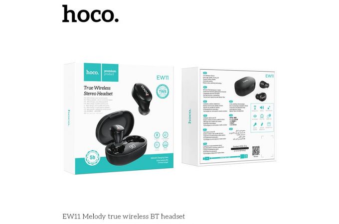 Наушники вакуумные беспроводные HOCO EW11 Melody true wireless BT headset Bluetooth (черный)