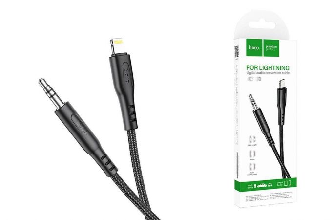Переходник кабель HOCO UPA18 Jack 3.5mm - Lightning (черный) 1м