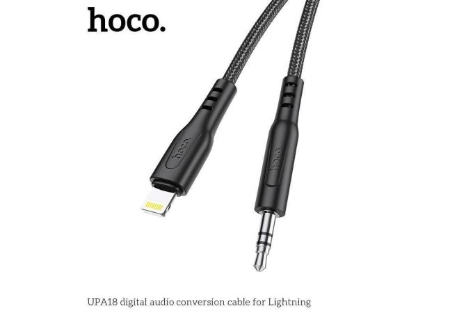 Переходник кабель HOCO UPA18 Jack 3.5mm - Lightning (черный) 1м