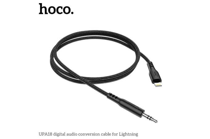 Переходник кабель HOCO UPA18 Jack 3.5mm - Lightning (черный) 1м