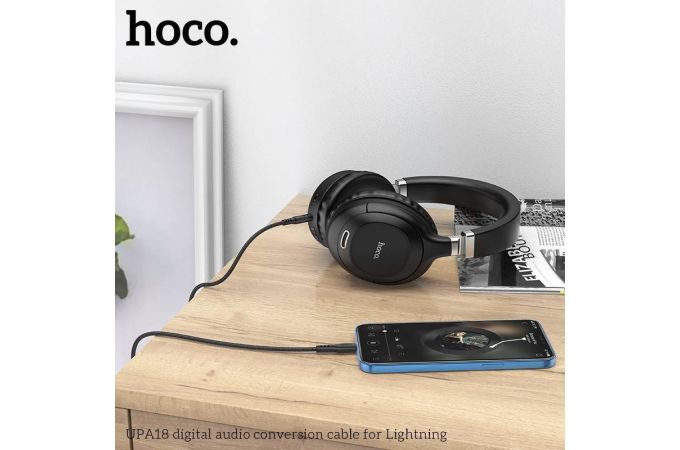 Переходник кабель HOCO UPA18 Jack 3.5mm - Lightning (черный) 1м