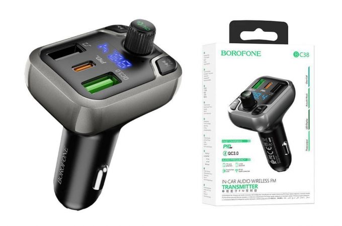 FM-Модулятор BOROFONE BC38 Flash Energy PD20W+QC3.0 car BT FM transmitter