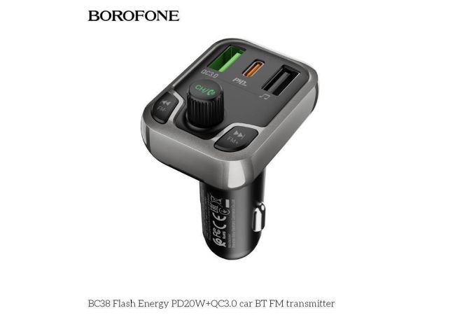 FM-Модулятор BOROFONE BC38 Flash Energy PD20W+QC3.0 car BT FM transmitter