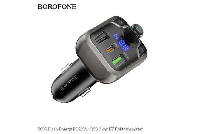 FM-Модулятор BOROFONE BC38 Flash Energy PD20W+QC3.0 car BT FM transmitter