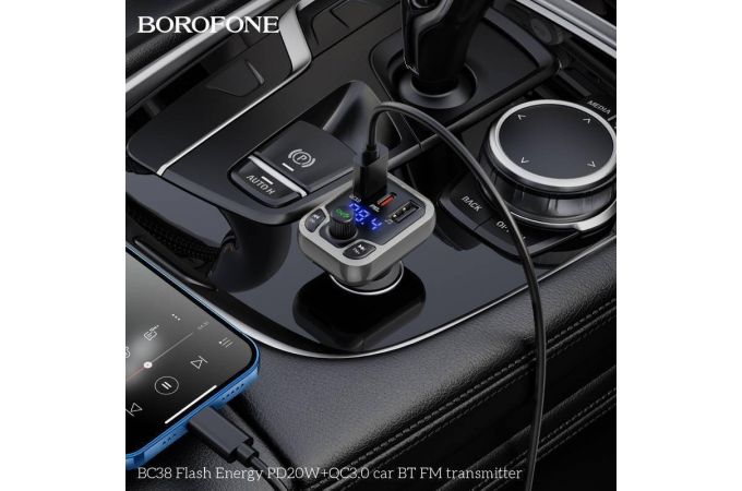 FM-Модулятор BOROFONE BC38 Flash Energy PD20W+QC3.0 car BT FM transmitter