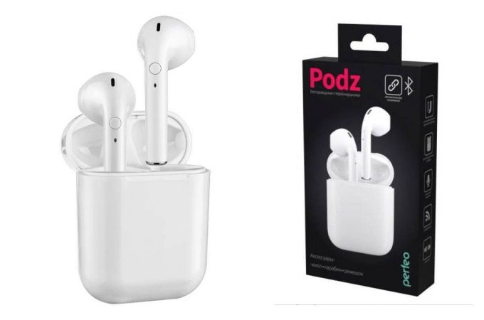 Наушники вакуумные беспроводные Perfeo BT TWS PODZ PF_A4314 (у) автосопряжение Bluetooth (белый)