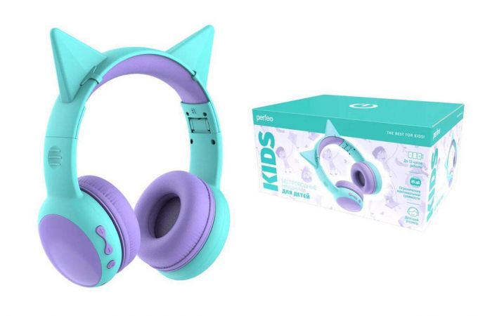 Наушники мониторные беспроводные Perfeo BT детские KIDS PF_B4861 Bluetooth (голубой)