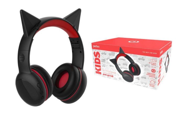 Наушники мониторные беспроводные Perfeo BT детские KIDS PF_B4863 Bluetooth (черный)