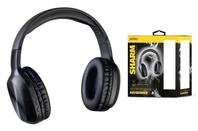 Наушники мониторные беспроводные Perfeo BT с микрофоном SHARM PF_C3175 Bluetooth (черный)