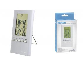 Часы-метеостанция Perfeo "Meteo", белый, время, темп., датчик ул. темп., влажность (PF-S3331F)