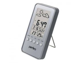 Часы-метеостанция Perfeo "Window", серебро, время, температура, влажность, дата  (PF-S002A)