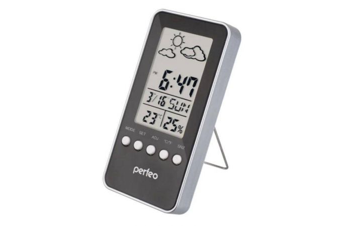 Часы-метеостанция Perfeo "Window", черный, время, температура, влажность, дата  (PF-S002A)