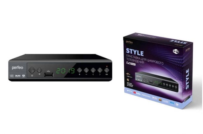 ТВ приставка Perfeo DVB-T2/C "STYLE" для цифр.TV, Wi-Fi, IPTV, HDMI, 2 USB PF_A4414