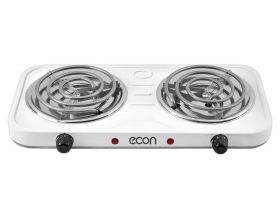Плитка электрическая ECON ECO-210HP белая 2 конфорки (ТЭН 144 мм) по 1000 Вт, 5 уровн. мощн.