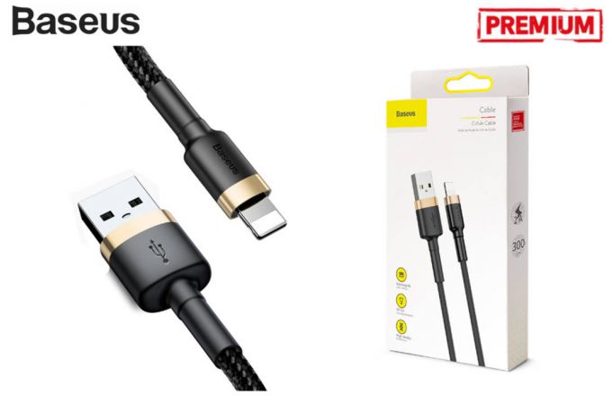 Кабель USB - Lightning BASEUS Cafule, 2А (золотой+черный) 3м