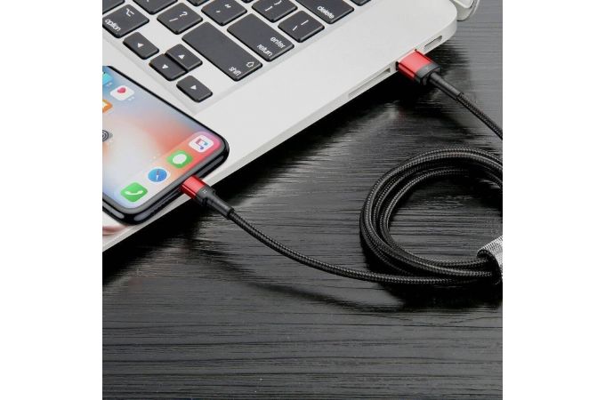 Кабель USB - Lightning BASEUS Cafule, 2А (серый+черный) 3м
