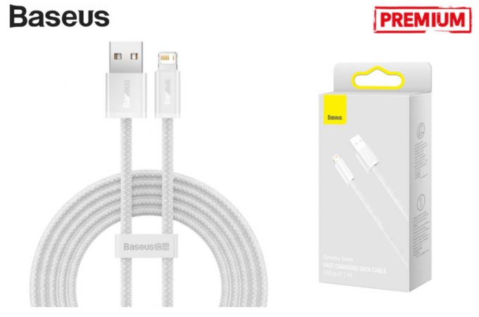Кабель USB - Lightning BASEUS Dynamic Series Fast Charging, 2.4А (белый) 1м