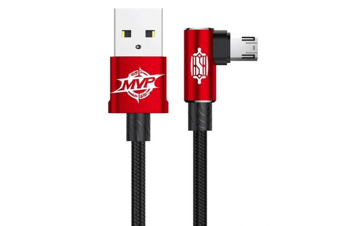 Кабель USB - MicroUSB BASEUS MVP Elbow Type 1.5А, 2 м, красный, угловой