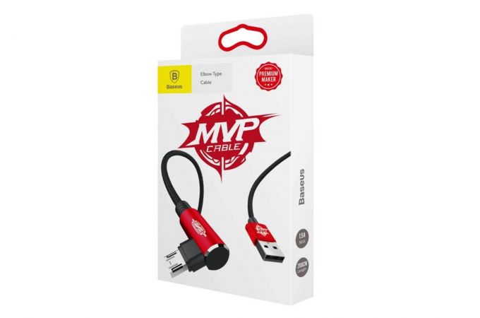 Кабель USB - MicroUSB BASEUS MVP Elbow Type 1.5А, 2 м, красный, угловой