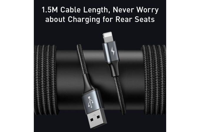 Кабель USB - Lightning + Dual USB BASEUS Special Data Cable for Backseat 3A (черный)