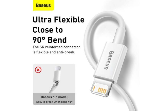 Кабель USB - Lightning BASEUS Superior Series Fast Charging 2.4А (белый) 0.25м