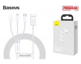 Кабель USB BASEUS Superior Series Fast Charging, USB - MicroUSB+Type-C+Lightning, 3.5A, 1.5 м, белый