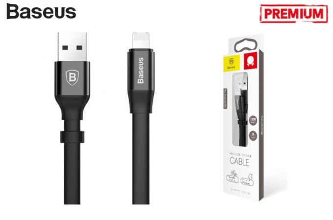 Кабель USB 2 в 1 BASEUS Portable, USB - MicroUSB+Lightning, 2А (черный) 23см