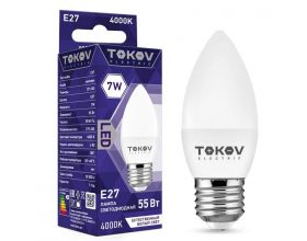 Лампа светодиодная 7Вт С37 4000К Е27 176-264В TOKOV ELECTRIC TKE-C37-E27-7-4K