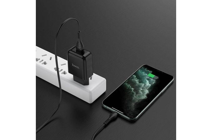 Сетевое зарядное устройство USB + кабель MicroUSB HOCO N2 Vigor 2400mAh (черный)
