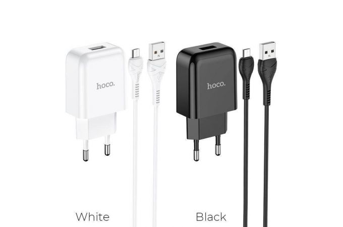 Сетевое зарядное устройство USB + кабель MicroUSB HOCO N2 Vigor 2400mAh (черный)