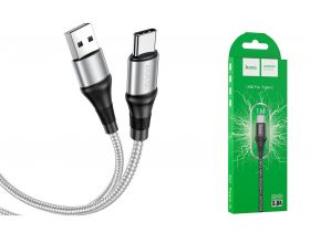 Кабель USB - USB Type-C HOCO X50, 3A (серый) 1м (в оплетке)