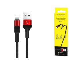 Кабель USB - Lightning BOROFONE BX21, 2,4A (красный) 1м (в оплетке)