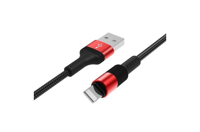 Кабель USB - Lightning BOROFONE BX21, 2,4A (красный) 1м (в оплетке)