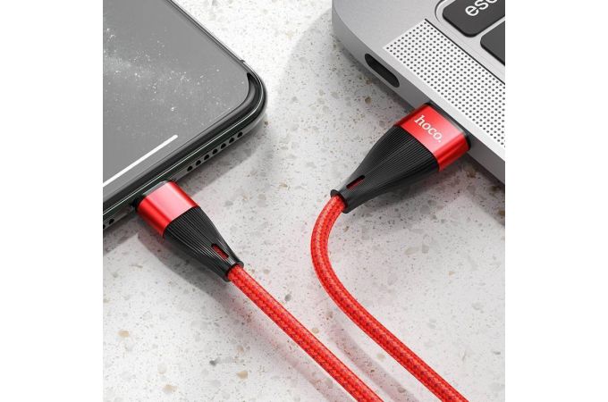 Кабель USB - Lightning HOCO X57, 2,4A (красный) 1м (в оплетке)