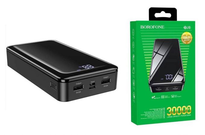 Универсальный дополнительный аккумулятор Power Bank BOROFONE BJ8 (30000 mAh) (черный)