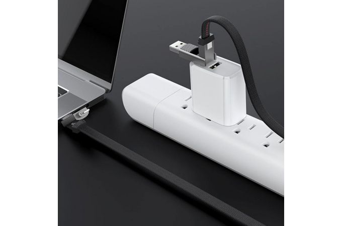 Кабель USB 4 в 1 HOCO DU11 магнитный Lightning/Type-C/USB (серый) 1м