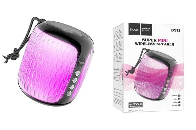 Портативная беспроводная колонка HOCO DS13 colorful light mini (черный)