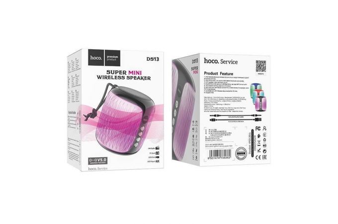 Портативная беспроводная колонка HOCO DS13 colorful light mini (черный)