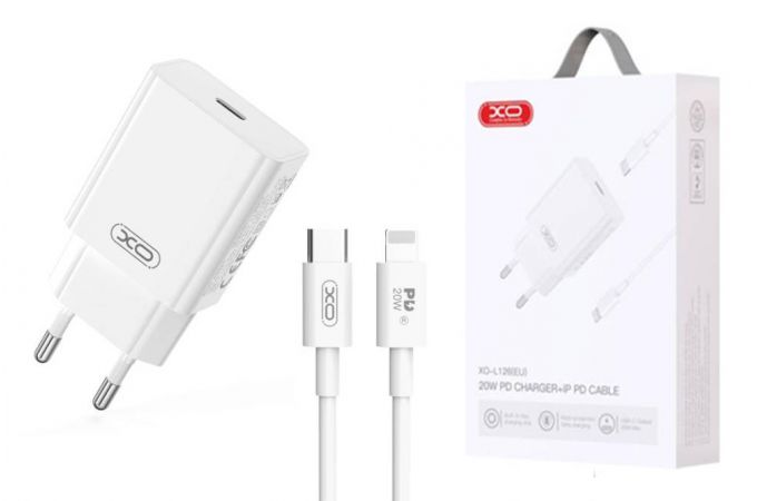 Сетевое зарядное устройство USB-C + кабель Lightning - Type-C XO L126 USB-C PD20W Fast Charger