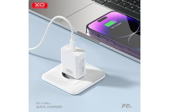 Сетевое зарядное устройство USB-C + кабель Lightning - Type-C XO L126 USB-C PD20W Fast Charger