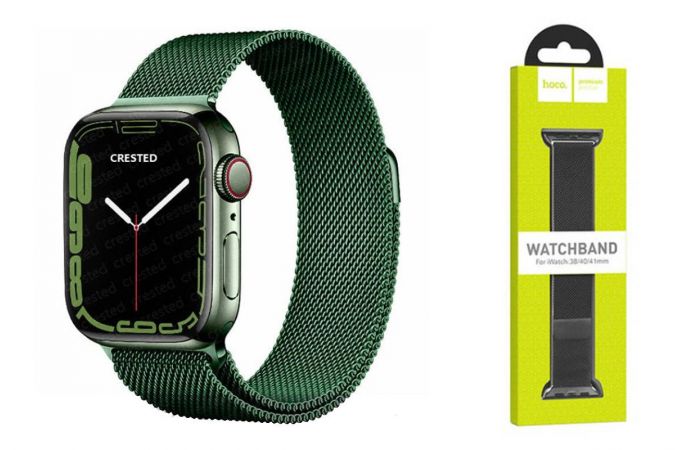 Ремешок для Apple Watch HOCO WA03 Simple серия beauty ремешок из миланской стали (42/44/45/49 мм) зеленый (7 поколение)