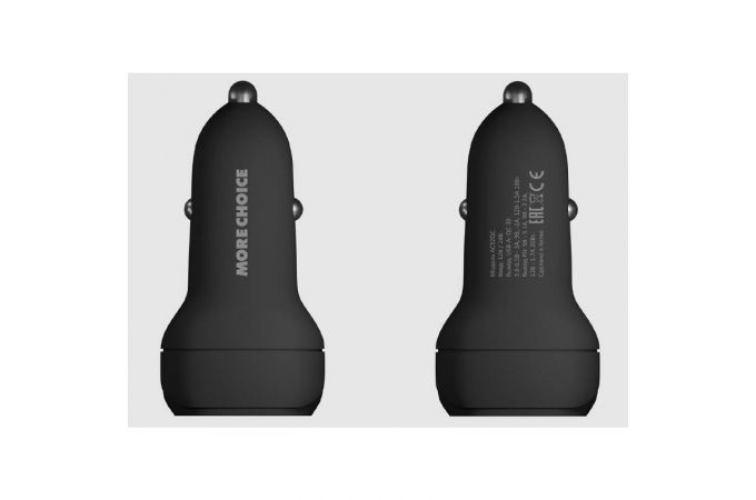 Автомобильное зарядное устройство More choice AC32QC 2USB 3.0A PD 20W+QC3.0 быстрая зарядка (Black)